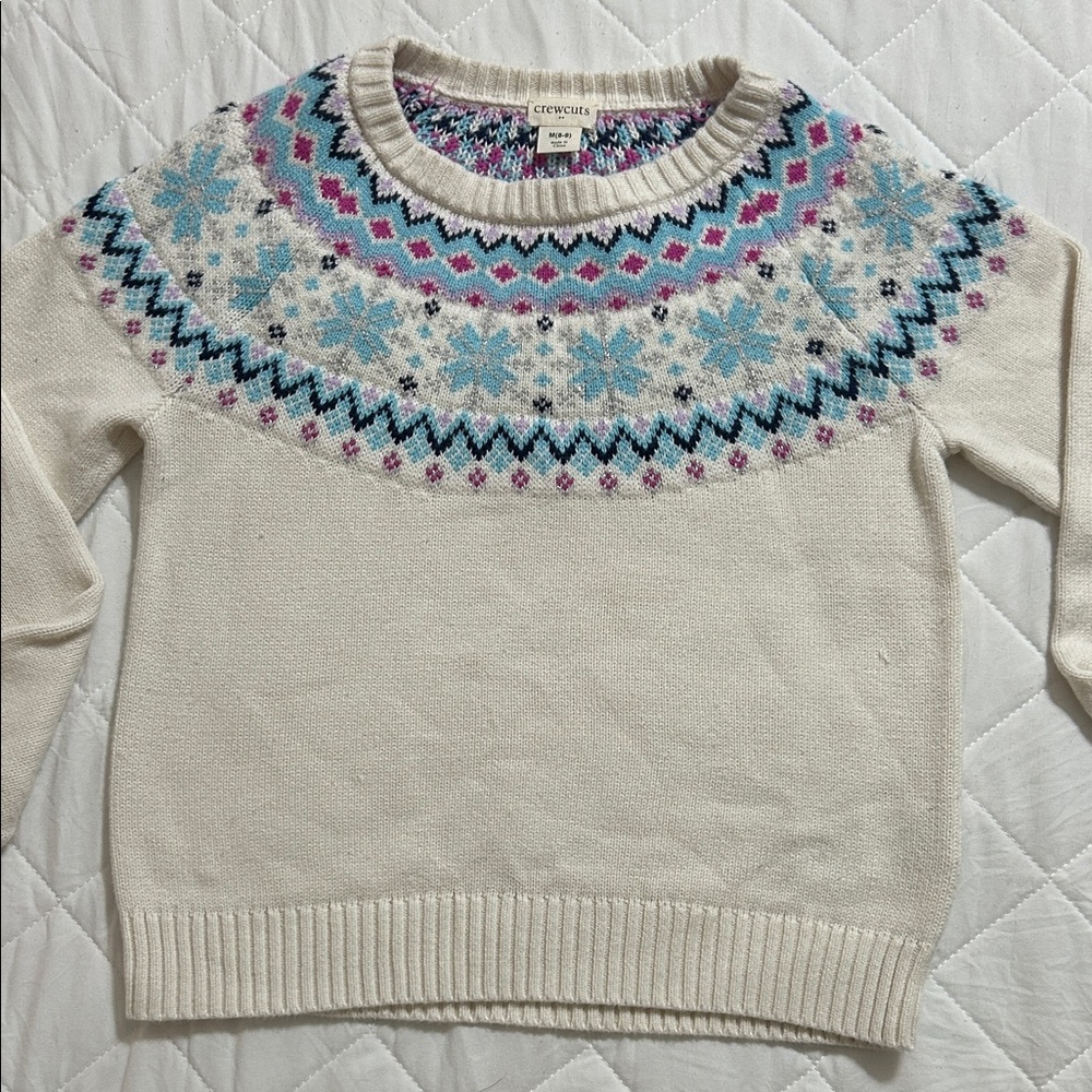 J. Crew Crewcuts Nordic Pattern Sweater in Cream and Blue